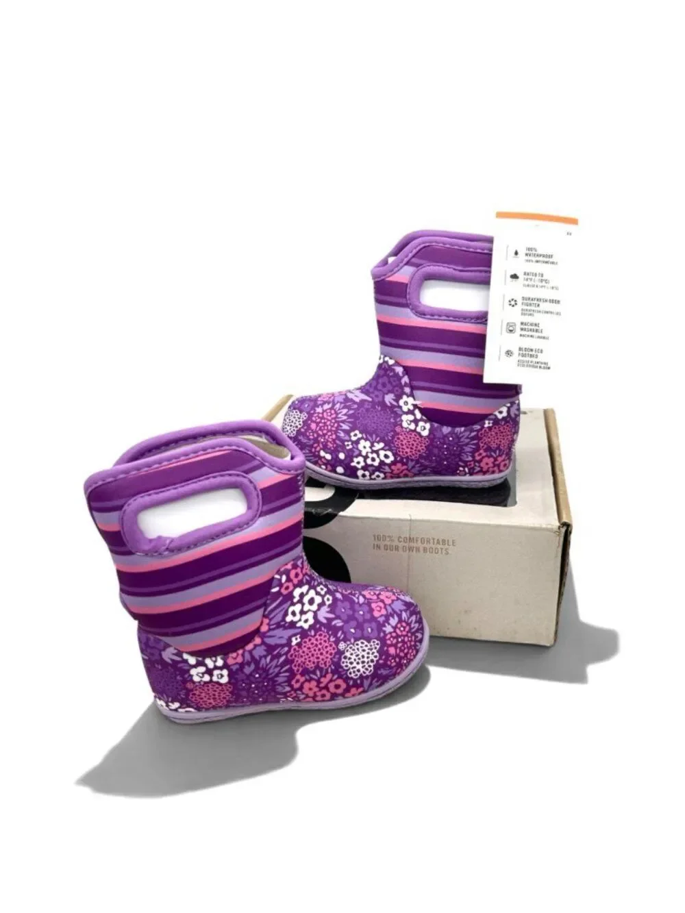 Baby Bogs NW Garden Purple Multi Toddler 4 Rain Boots Waterproof Girls Shoes
